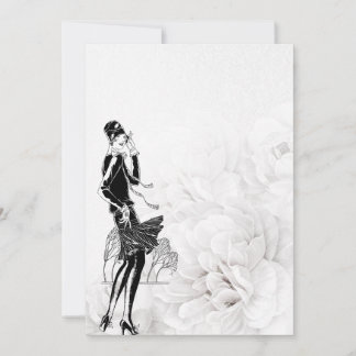 Tarjeta De Agradecimiento Vestido Flapper Negro y Blanco de los años 20
