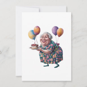 Tarjeta De Agradecimiento Vestido Floral Divertido de Abuela Arte Cumpleaños