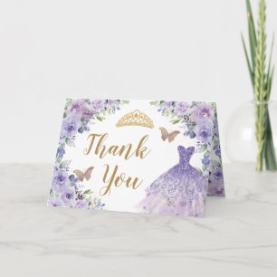 Tarjeta De Agradecimiento Vestido morado de Lilac Floral Quinceanera dulce 1