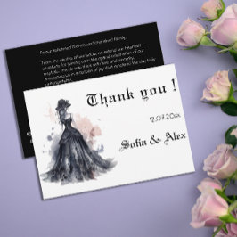 Tarjeta De Agradecimiento Vestido negro gótico de acuarela boda salvar la fe