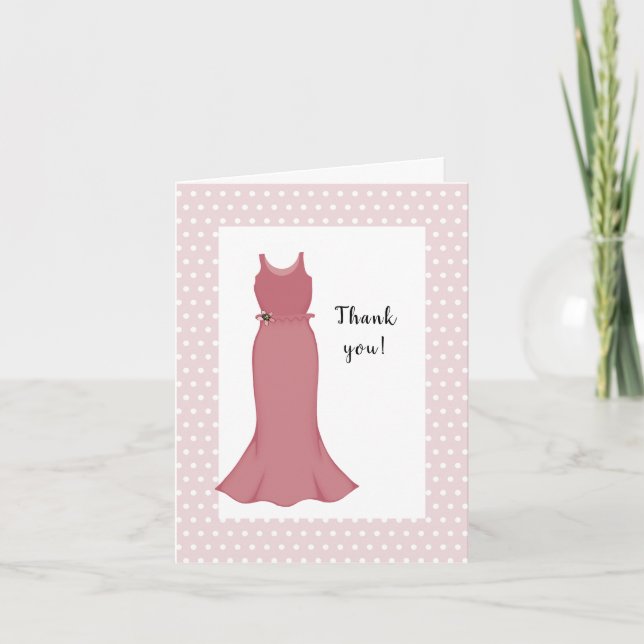 Tarjeta De Agradecimiento Vestido Rosa para Despedida de Soltera (Anverso)