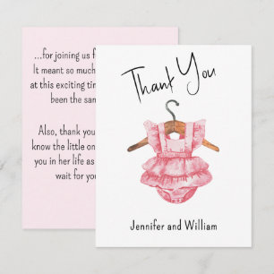 Tarjeta De Agradecimiento Vestido rosa vintage acuarela Baby Shower
