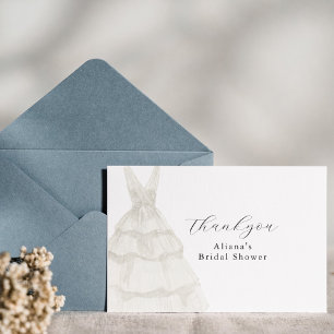 Tarjeta De Agradecimiento Vestido simple blanco elegante acuarela Gracias