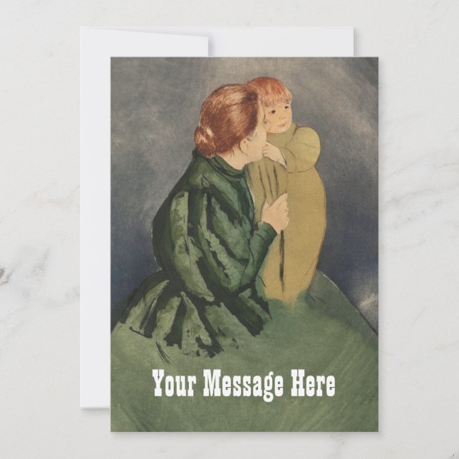 Tarjeta De Agradecimiento Vestido verde - Personalizado - Madre e hijo (Anverso)
