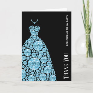 Tarjeta De Agradecimiento Vestidos con traje de vidrio Diamond Glam