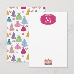 Tarjeta De Agradecimiento Vestidos De Princesa Cuento De Hadas Niña Niños