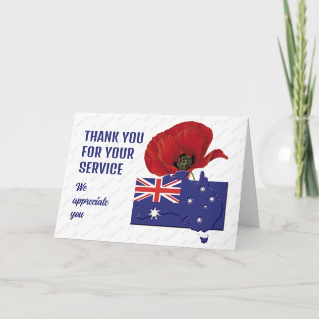 Tarjeta De Agradecimiento VETERANOS del Día del Recuerdo de Australia (Anverso)