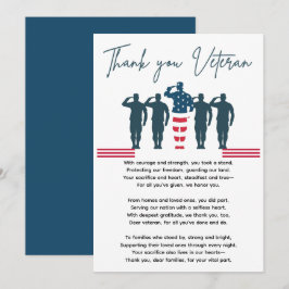 Tarjeta De Agradecimiento Veteranos Gracias | Apreciación patriótica