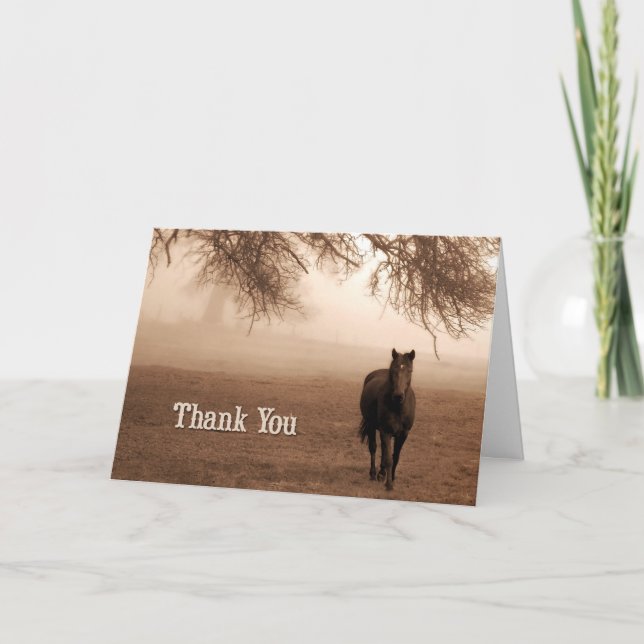 Tarjeta De Agradecimiento Veterinaria Gracias Caballo Sepia (Anverso)