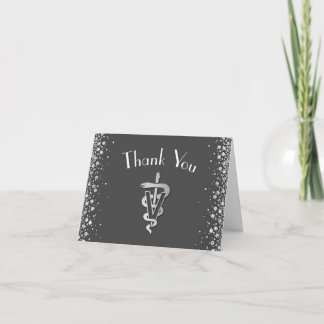Tarjeta De Agradecimiento Veterinarian Graduation Grey Silver