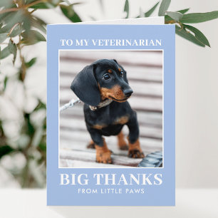 Tarjeta De Agradecimiento Veterinario Gracias Foto Perro Azul Moderno