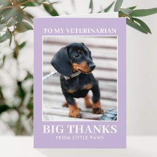 Tarjeta De Agradecimiento Veterinario Gracias Foto Perro Morado Moderno