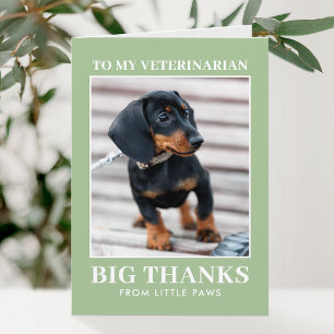 Tarjeta De Agradecimiento Veterinario Gracias Foto Perro XOXO Verde