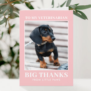 Tarjeta De Agradecimiento Veterinario Gracias Perro Foto XOXO Rosa