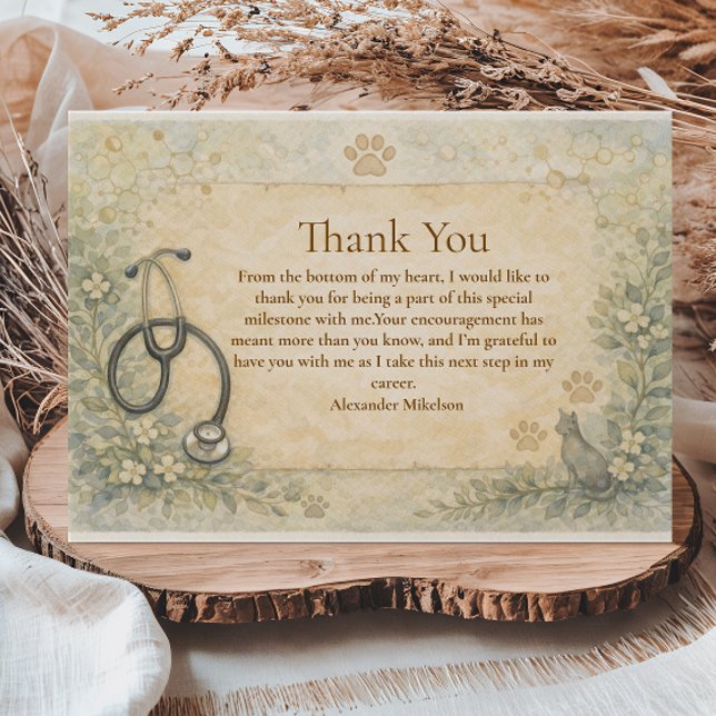 Tarjeta De Agradecimiento Veterinary White Coat Graduation Party (Subido por el creador)