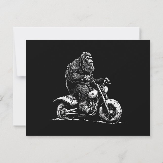 Tarjeta De Agradecimiento Viajando En Motocicleta Funny Sasquatch M (Anverso)