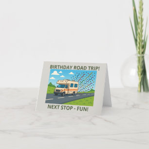 TARJETA DE AGRADECIMIENTO VIAJE POR CARRETERA DE CUMPLEAÑOS