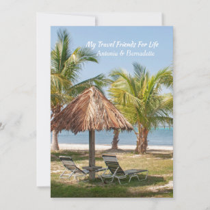 Tarjeta De Agradecimiento Viajes Amigos Playa Palm Trees Personalizados