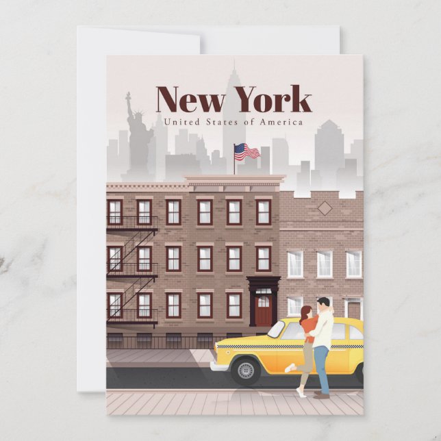 Tarjeta De Agradecimiento Viajes De Arte De Viaje A Nueva York (Anverso)