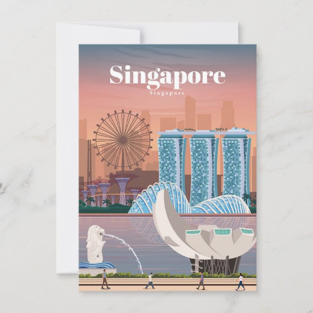Tarjeta De Agradecimiento Viajes De Arte De Viaje A Singapur (Anverso)