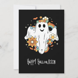 Tarjeta De Agradecimiento Vibra Retro Hippie del Fantasma Feliz de Halloween