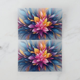 Tarjeta De Agradecimiento Vibrant Abstract Lotus Flower Burst with Colorful