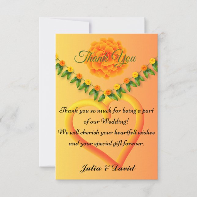 Tarjeta de agradecimiento vibrante amarillo azafrá (Anverso)