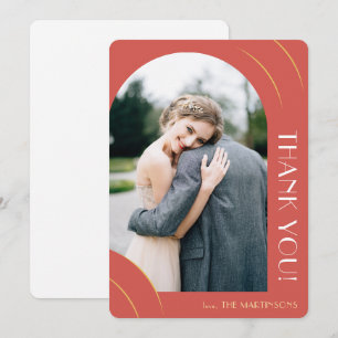 Tarjeta De Agradecimiento Vibrante Boda de fotos rojas