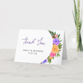 Tarjeta De Agradecimiento Vibrante Casual Magenta Violeta Amarillo