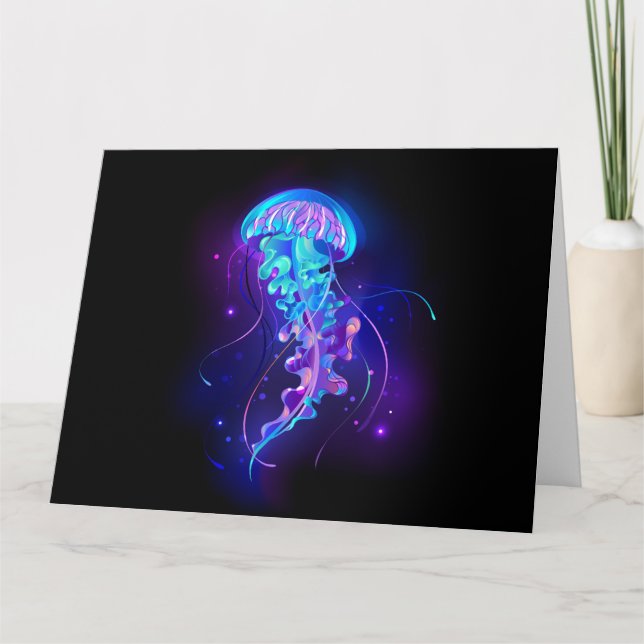 Tarjeta De Agradecimiento Vibrante color Glustre medusas (Anverso)