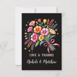 Tarjeta De Agradecimiento Vibrante Fiesta Boda Bouquet Boda
