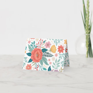 Tarjeta De Agradecimiento Vibrante Patrón de impresión todo sobre floral