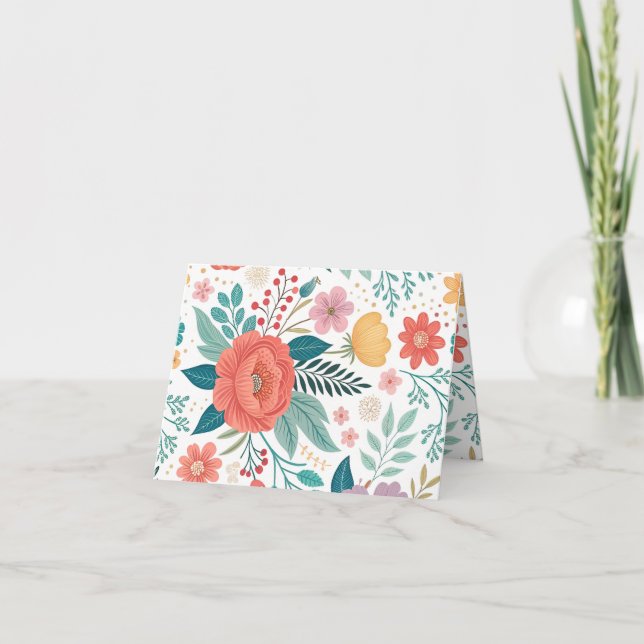 Tarjeta De Agradecimiento Vibrante Patrón de impresión todo sobre floral (Anverso)