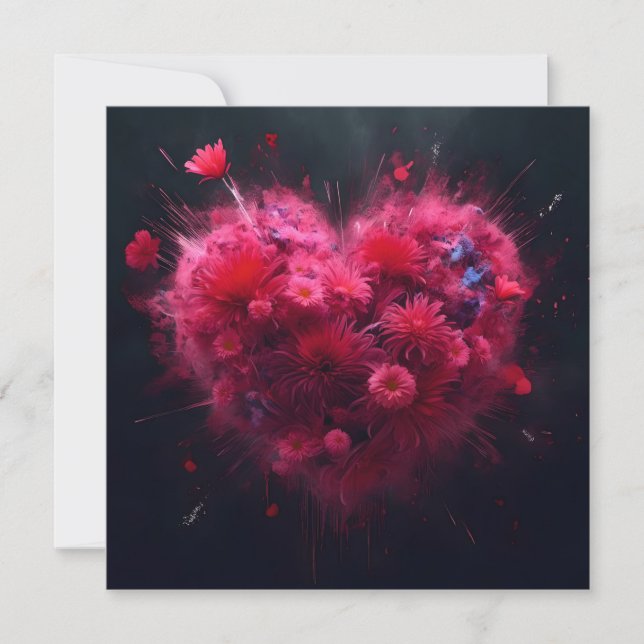 Tarjeta De Agradecimiento Vibrante ráfaga de corazón rosado (Anverso)