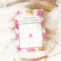 Vibrante Summer Wildflower Baby Bingo Game Card
