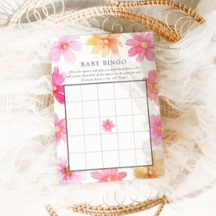 Tarjeta De Agradecimiento Vibrante Summer Wildflower Baby Bingo Game Card
