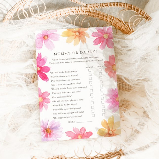 Tarjeta De Agradecimiento Vibrante Summer Wildflower Mami or Daddy Game Card (Subido por el creador)