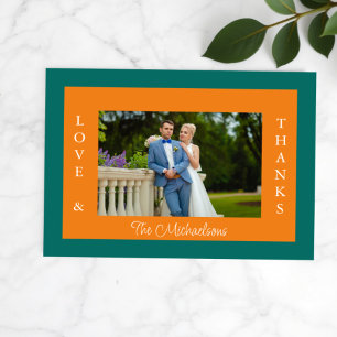 Tarjeta De Agradecimiento Vibrante Sunrise Boda Minimalista de Mezcla y Coin