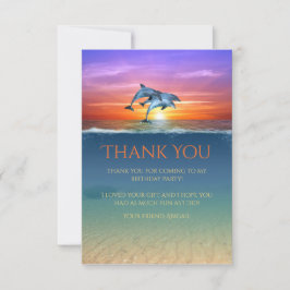 Tarjeta De Agradecimiento Vibrantes delfines Sunset saltando al océano Cumpl