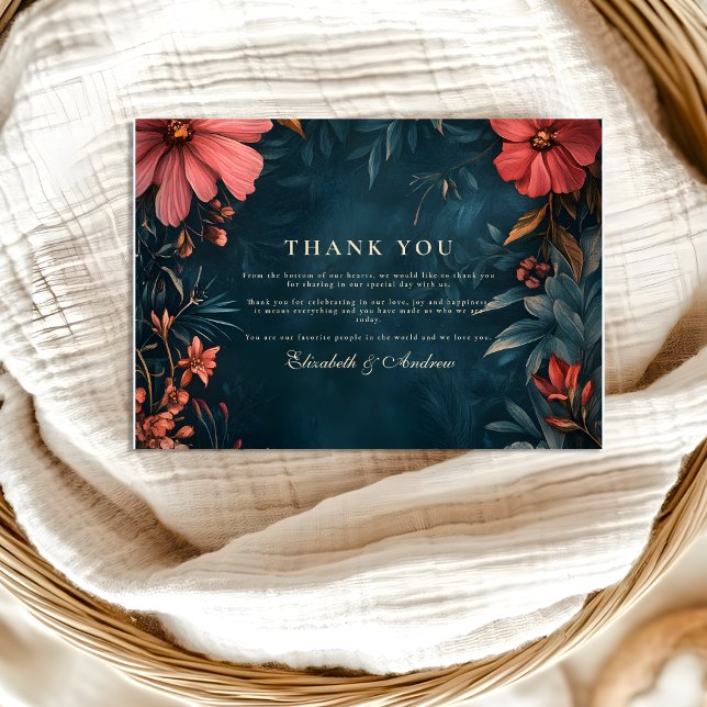Tarjeta De Agradecimiento Victorian Moody Floral Boda (Subido por el creador)