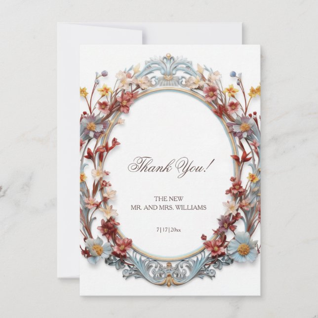 Tarjeta De Agradecimiento Victorian Oval Frame Thank You (Anverso)