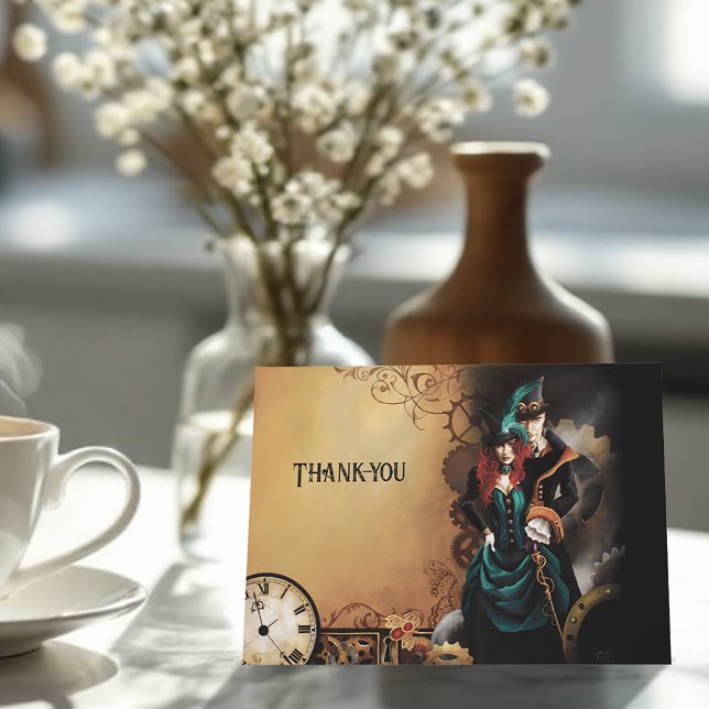 Tarjeta De Agradecimiento Victorian Steampunk Boda (Subido por el creador)