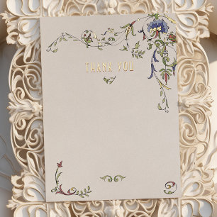 Tarjeta de agradecimiento victoriana iluminada con