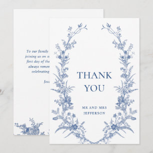 Tarjeta De Agradecimiento Victoriano Dusty Blue French Garden Boda Floral