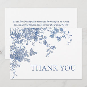 Tarjeta De Agradecimiento Victoriano Dusty Blue French Garden Boda Floral