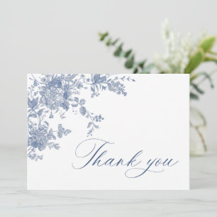 Tarjeta De Agradecimiento Victoriano Dusty Blue French Garden Boda Floral