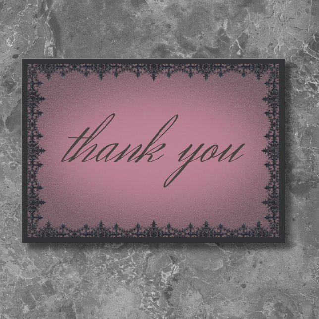 Tarjeta De Agradecimiento Victoriano Gótico Iron Border Burgundy Boda (Victorian Gothic Iron Border Burgundy Wedding Thank You Card)
