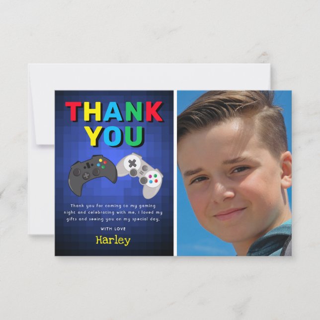 Tarjeta De Agradecimiento Video Game Birthday Photo (Anverso)