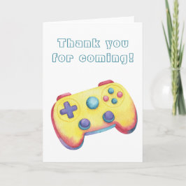 Tarjeta De Agradecimiento Videojuego de Acuarela Cumpleaños de Niños