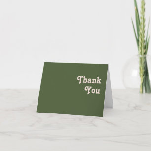 Tarjeta De Agradecimiento Videos retro simples   Verde oliva doblado